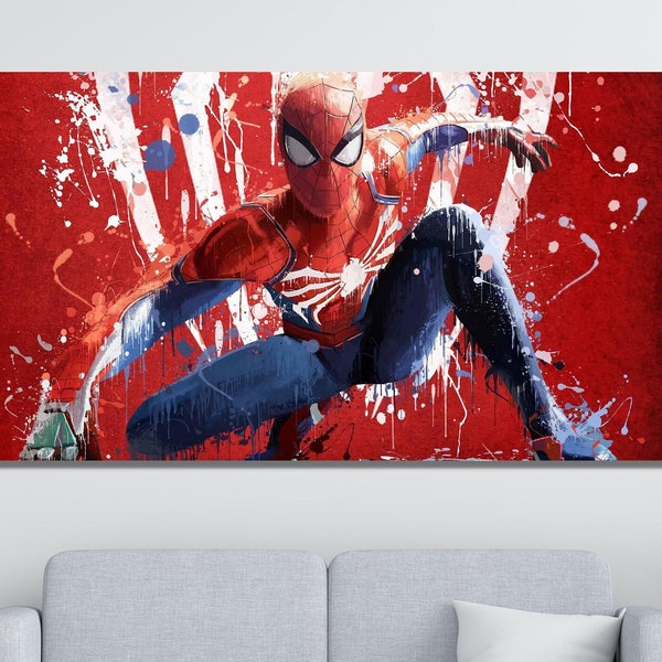 Spiderman Canvas Wall Art - Spiderman poster print- Avengers Canvas,Spider-man Poster print, Marvel Print, Kids Room Decor Art,Gift For Kids
