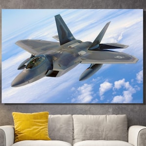 F22 raptor Plane canvas Wall Art Fighter squadron Aircraft print Fighter aircraft Plane poster Airplane picture Military aviation Gift plane