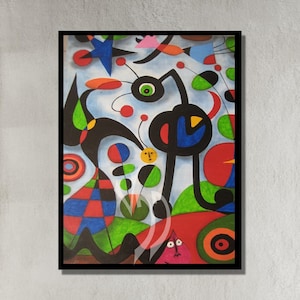 Joan Miro The Harlequin&#39;s Carnival Canvas Wall Art,Surreal wall art, Wrapped Surreal Canvas,Joan Miró Abstract Surrealism Canvas Art