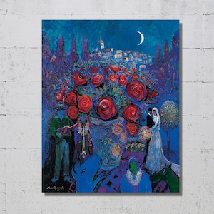 Marc Chagall Canvas Wall Art Print,, Marc Chagall Exhibition Poster, Marc Chagall Exhibition Museum of Modern Art, Vintage Exhibition Poster