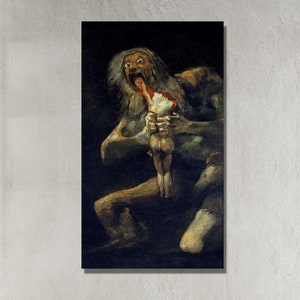 Saturn Devouring His Son by Goya Canvas Wall art Print, hight Quality Print, Framed Print Art, Francisco Goya Canvas Poster Wall Art