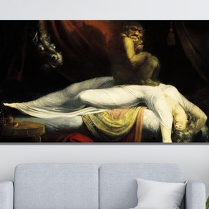 Henry Fuseli The Nightmare Moody Dark Academia Giclee Canvas Print Poster Framed Famous Oil Painting Gothic Vintage Victorian Wall Art Decor