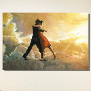 Tango Canvas Wall Art, Tango Couple Print, Dance Poster,   Dancing Couple Wall Art,Ready to Hang,Gift,Tango Oil Painting, Couple Wall Decor,