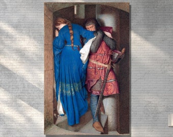 Frederic William Burton Canvas Wall Art The Meeting on the Turret Stairs Exhibition Poster Print art, Wall Art CANVAS art Burton Wall decor