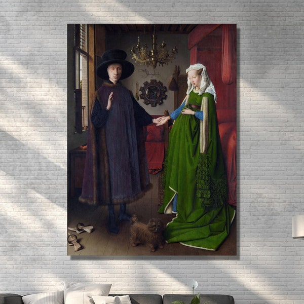 Jan van Eyck the arnolfini portrait (1434) Canvas Wall Art / Gallery Exhibition Poster, Jan van Eyck Canvas Home Classic Wall art arnolfini