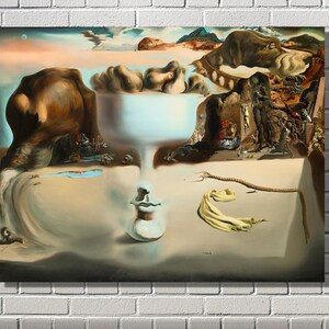 Salvador Dali Apparition Of A Face And Fruit Dish On A Beach Poster 1938 Ready To Hang Canvas, Salvador Dali Print, Surrealism art,Dali Face