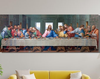 Panoramic Last Supper Canvas Wall Art Leonardo Da Vinci Wall Art, Famous Wall Art / Living Room Decor Print, Minimalist Wall Art Gift Decor