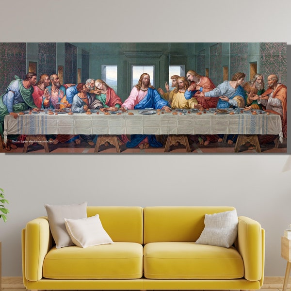 Panoramic Last Supper Canvas Wall Art Leonardo Da Vinci Wall Art, Famous Wall Art / Living Room Decor Print, Minimalist Wall Art Gift Decor