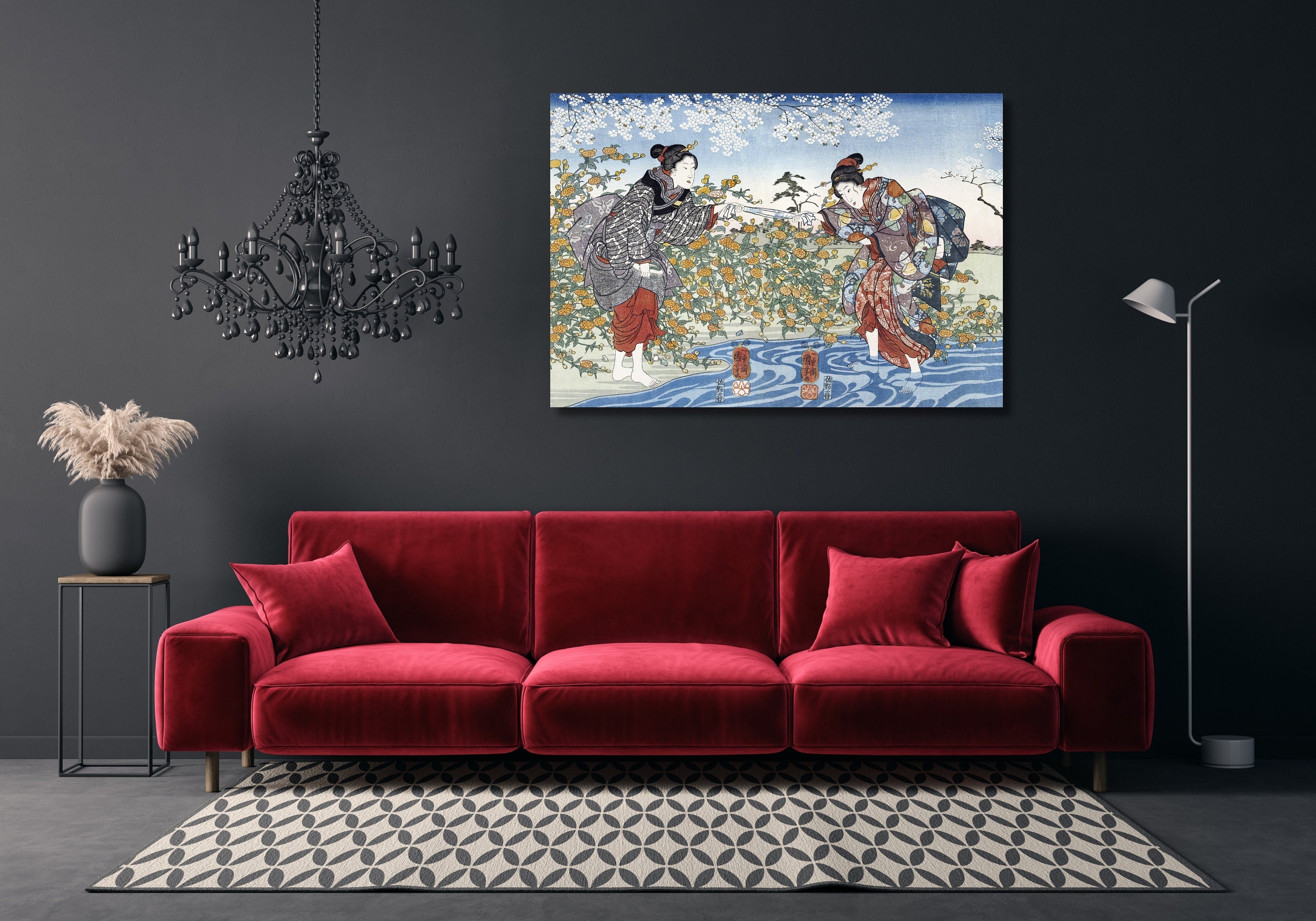 Utagawa Kuniyoshi Japanese Girls by Ide Tama River 1847 Wall Art Print ...