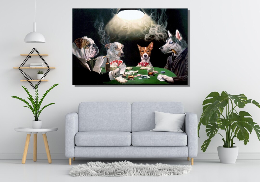 Dogs Playing Poker Canvas Wall Art, Dogs Playing Poker Art Print Poster