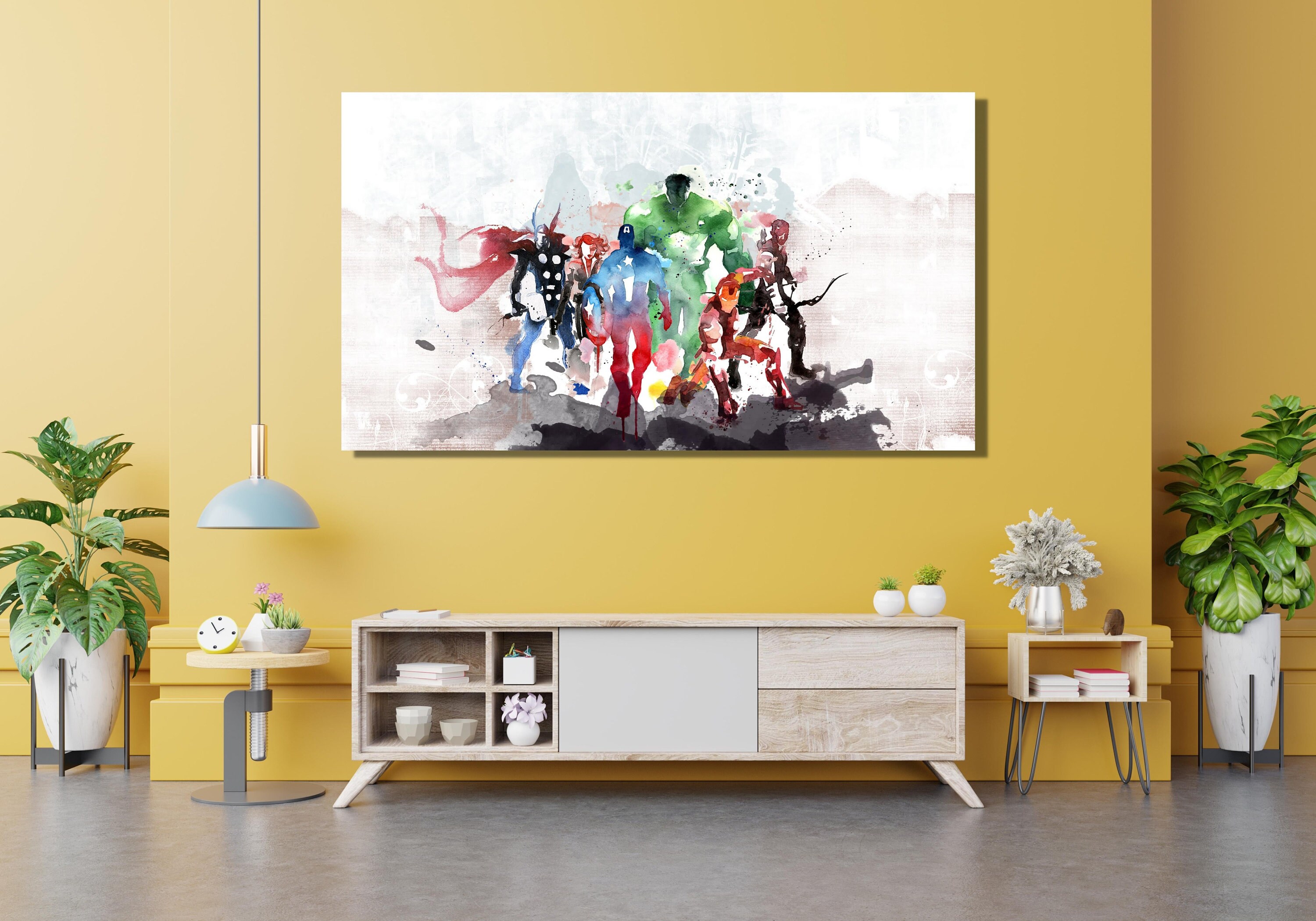 Watercolor Avengers Canvas Wall Art,superheroes Poster,kids Room Wall