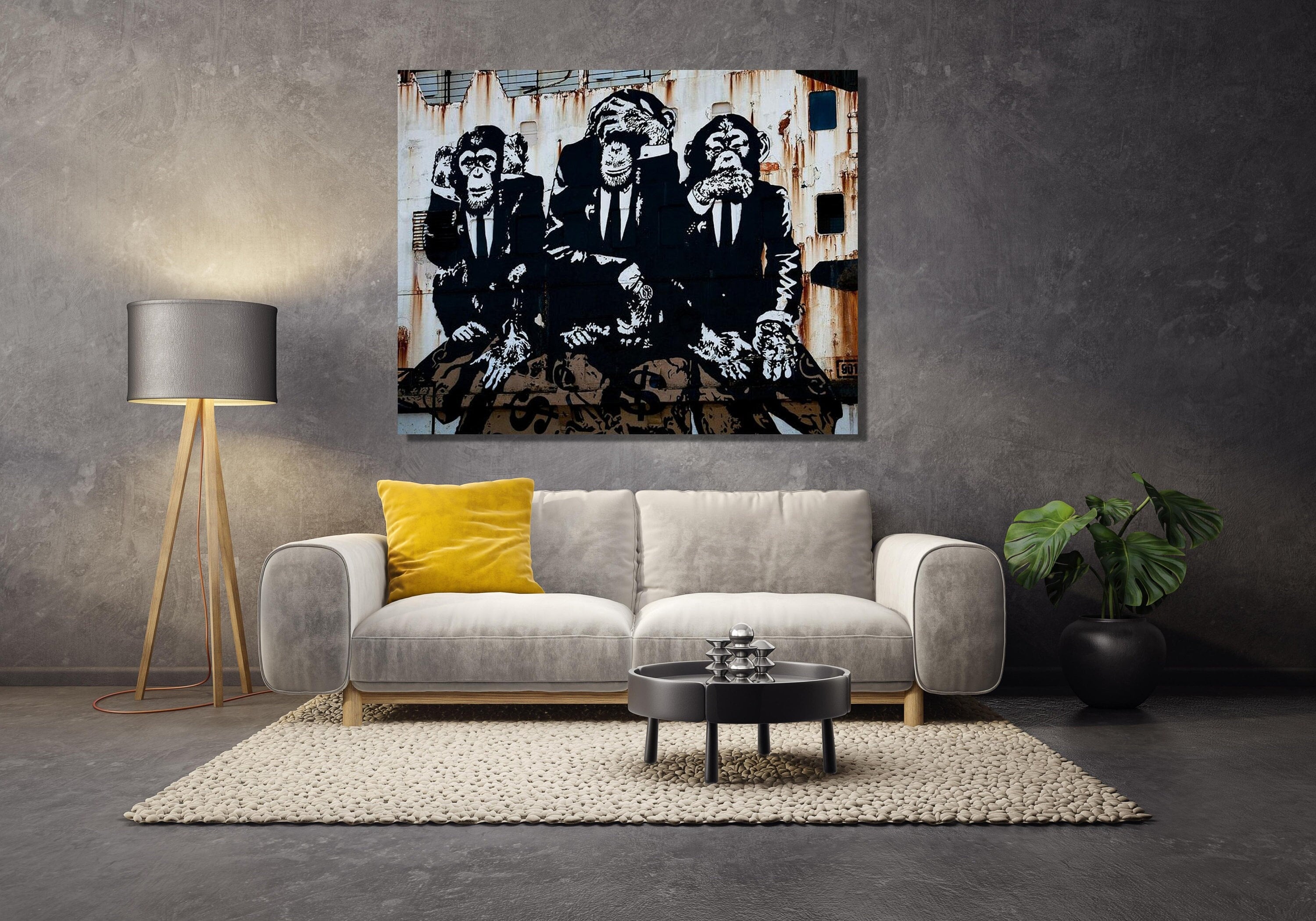 Banksy Three Wise Monkeys, 3 Funny Banksy Monkey Wall Art, Banksy ...