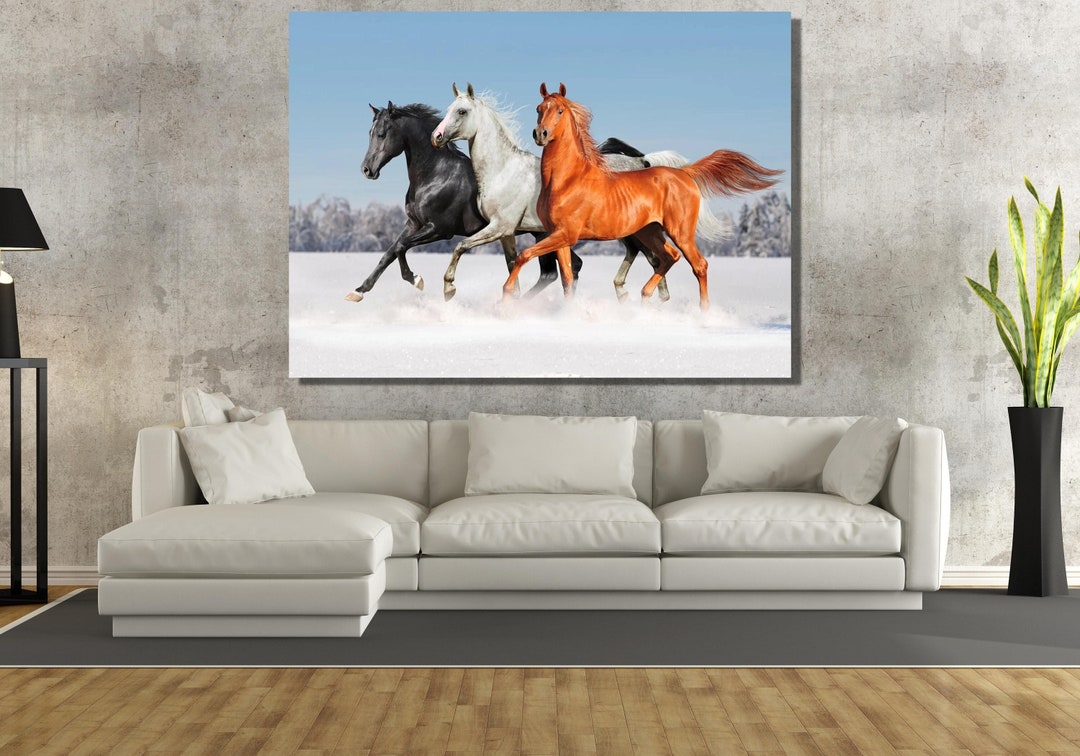 Running Horses Canvas Wall Art, Running Horses Canvas Poster, Horse