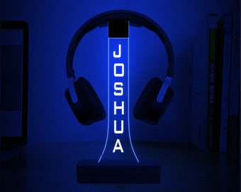 CUSTOM Headphone Stand Gamertag Neon Led With RGB Led Lights,Personalized Gamer Stand Gift for Gamers,Headphone Holder 3D Night Light,Xmas