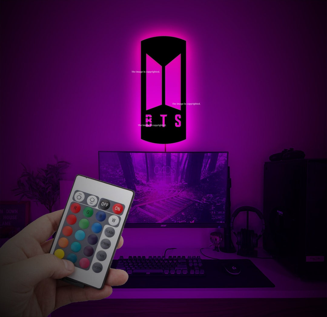 BTS KPOP Group Led Neon Wood Wall Art With RGB Lightsbts Etsy