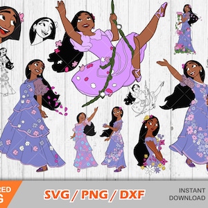 Encanto Isabela clipart set, svg-bestanden knippen voor Cricut / Silhouette, Encanto svg clip arts, png, dxf, instant download