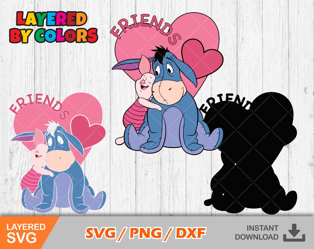 Pooh and Friends Valentine's Day Clipart, Valentines Day Svg Cut Files
