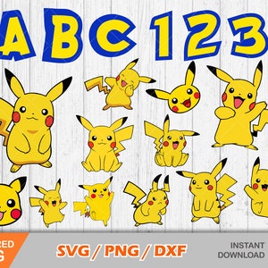 Pikachu clipart + Alphabet, pokemon svg cut files for Cricut / Silhouette, png, dxf, pokemon alphabet, instant download