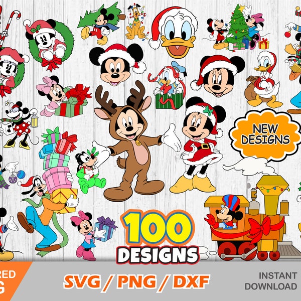 Mickey Christmas nieuwe clipart bundel, kerst SVG gesneden bestanden voor Cricut/silhouet, Mickey SVG, Mickey Christmas clip art, PNG, DXF