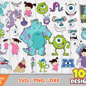 Paquete de imágenes prediseñadas de Monsters Inc., archivos de corte SVG de Monsters Inc. para Cricut/Silueta, PNG, DXF, Monsters Inc. PNG