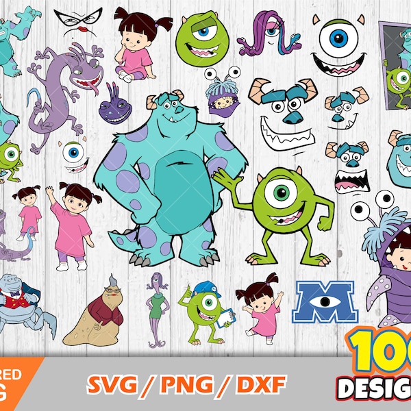 Monsters Inc clipart bundle, Monsters Inc svg cut files for Cricut / Silhouette, png, dxf, Monsters Inc png