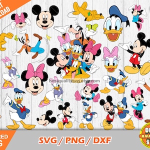 Mickey en vrienden clipartbundel, Mickey svg gesneden bestanden voor Cricut / Silhouette, Donald Duck svg, Mickey png, dxf