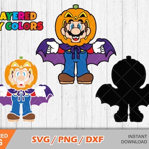 Clipart Mario Halloween, Halloween svg coupe des fichiers pour Cricut / Silhouette, super mario svg, Halloween png, dxf