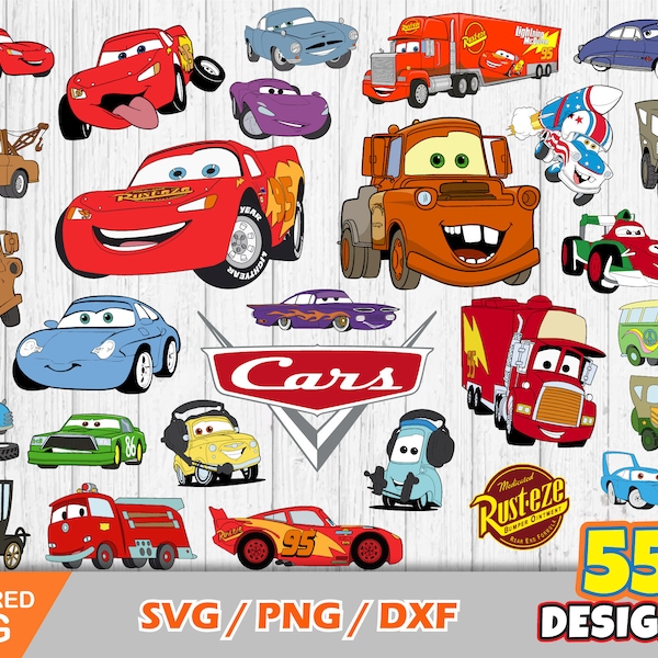 Cars clipart bundle, Cars svg cut files for Cricut / Silhouette, Lightning McQueen svg clipart, png, dxf, instant download
