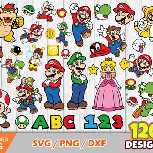 Mario clipart bundle + alphabet, Mario svg cut files for Cricut / Silhouette, png, dxf, instant download