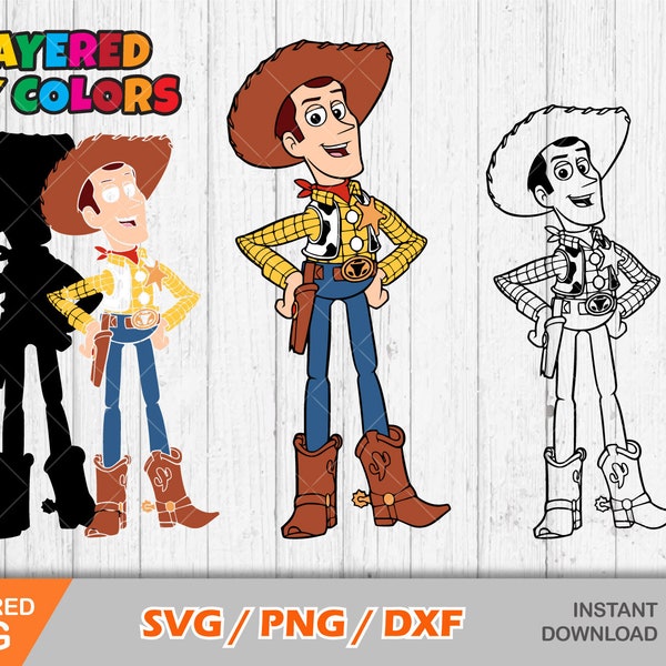 Woody svg clipart, Toy Story svg cut files for Cricut / Silhouette, png, dxf, descarga instantánea