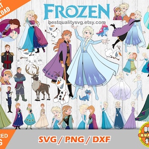 Frozen prinsessen clipart bundel, Frozen svg gesneden bestanden voor Cricut / Silhouette, Frozen png