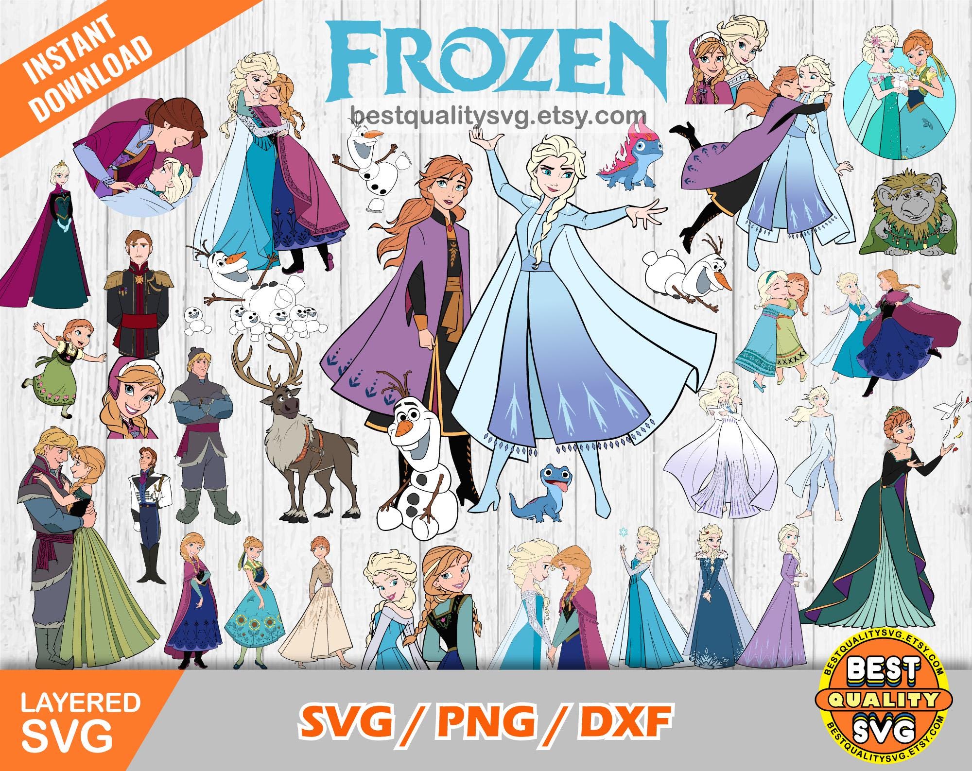 Gefrorene Prinzessinnen Clipart Bundle, Gefrorene Svg-Dateien für Cricut / Silhouette, Gefrorene Png geschnitten