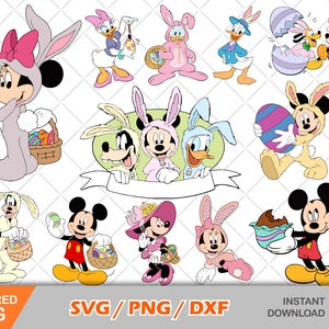 Mickey and Friends Easter cliparts, Easter svg cut files for Cricut / Silhouette, Mickey svg, png, dxf, instant download