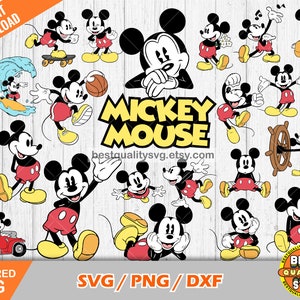 Classic Mickey Mouse clipart bundle, Mickey svg cut files for Cricut / Silhouette, Mickey png, dxf, instant download