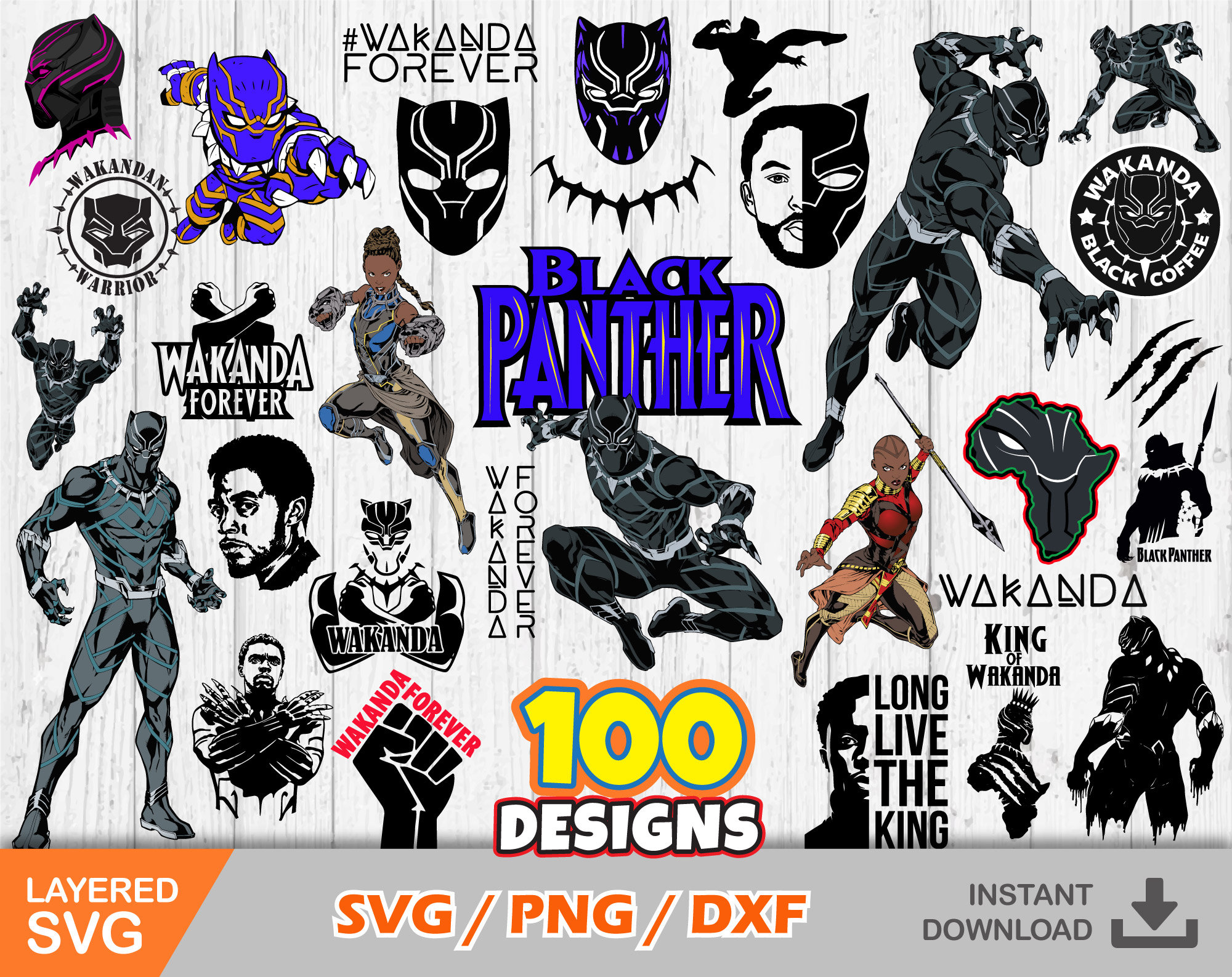 Marvel Black Panther Wakanda Forever Wall Decals 114-piece Set by