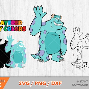 Monsters Inc Sully clipart, Monsters Inc SVG cut files for Cricut / Silhouette, Sully svg, PNG, DXF, instant download