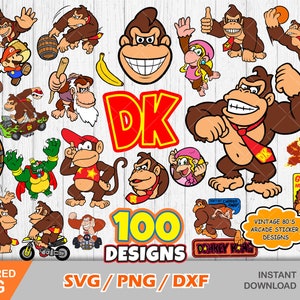 Donkey Kong clipart bundel, Donkey Kong svg-bestanden knippen voor Cricut / Silhouette, Donkey Kong png, Mario svg, png, dxf