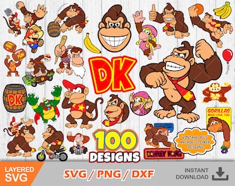 Donkey Kong clipart bundle, Donkey Kong svg coupe des fichiers pour Cricut / Silhouette, Donkey Kong png, Mario svg, png, dxf