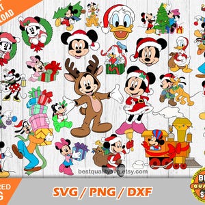 Mickey Christmas Clipart Bundle, Christmas svg cut files for Cricut / Silhouette, Mickey svg, Mickey Christmas png clip art, dxf files