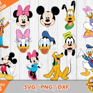 Mickey and friends clipart set, Mickey svg cut files for Cricut / Silhouette, Donald Duck svg, Mickey png, dxf