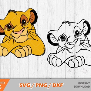 Clipart do Rei Leão Simba, arquivos de corte svg do Simba para Cricut / Silhouette, Rei Leão svg, png, dxf, download instantâneo