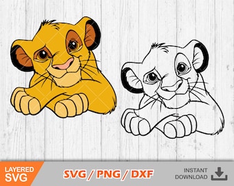 Lion King Simba clipart, Simba svg cortar archivos para Cricut / Silhouette, Lion King svg, png, dxf, descarga instantánea
