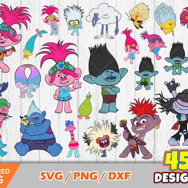 Trolls clipart bundle, trolls svg cut files for Cricut / Silhouette, png, dxf, Trolls png, instant download