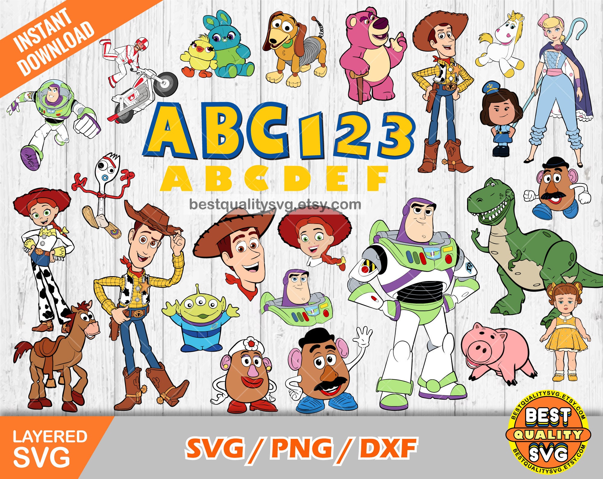 Toy Story clipart bundle + alphabet, Toy Story svg cut files for Cricut / Silhouette, Toy Story png, dxf, instant download