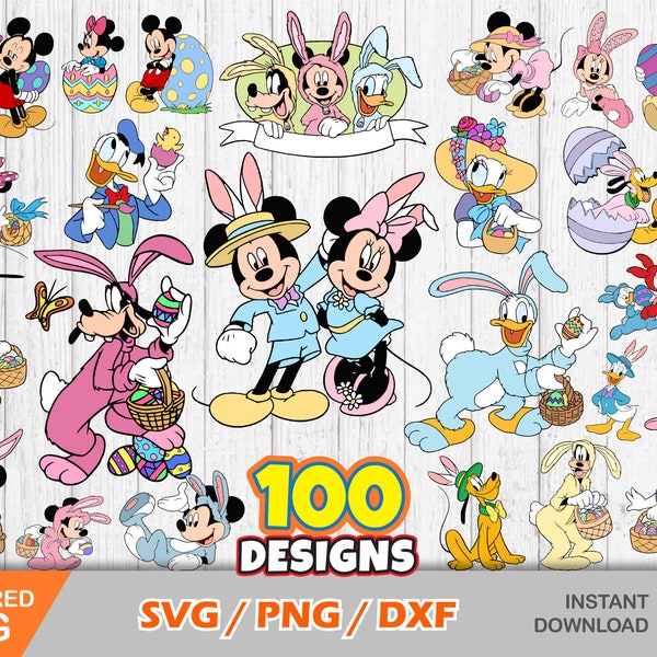 Mickey and Friends Easter clipart bundle, Easter svg cut files for Cricut / Silhouette, Mickey svg, Easter png, png, dxf