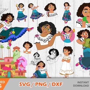 Paquete de imágenes prediseñadas de Encanto Mirabel, archivos de corte SVG de Mirabel Madrigal para Cricut/Silueta, Encanto SVG PNG, DXF, descarga instantánea
