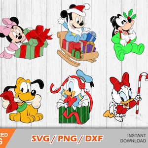 Baby Mickey Weihnachtscliparts, Baby svg cut Dateien für Cricut / Silhouette, Weihnachten svg, Baby Minnie Christmas Clip Art, png, dxf