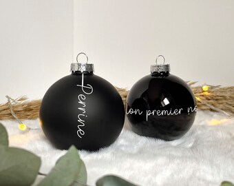 Boule de Noël noire personnalisée