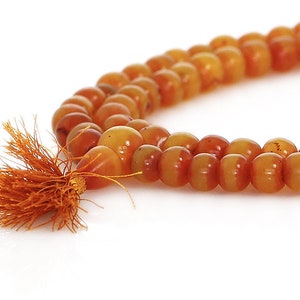 Buddhist Mala Beads - Tibetan Style Amber Hued Resin, 108 Bead