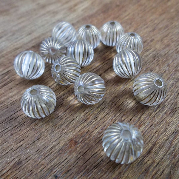 Metal Enlaced High Quality Acrylic Fluted Roun Beads for Jewelry Making